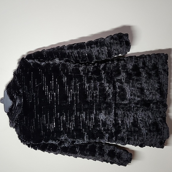 Widgeon Luxurious Black Faux Fur Coat With Sequin Vintage Coat Womens Large - Picture 8 of 8